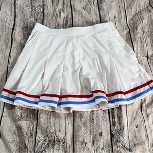 Boast White Skater Skort, Red & Blue Stripes; Pickleball, Golf, Tennis Size S